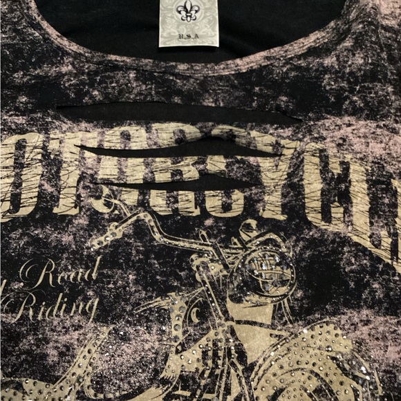 New - Vocal HOT! - Motorcycle Studded Long Sleeve Tee - size M - Picture 5 of 7